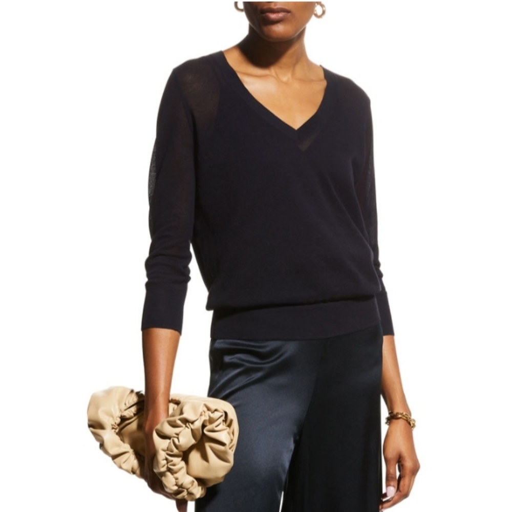 Vince 3/4 Sleeve Navy Blue Top NWT size S